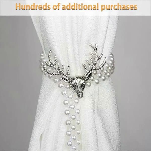 Älg Pärla Elastiskt Sträckbar Gardinklämma Dekor Gardinhållare Uppbindningsspänne För Heminredningstillbehör Modern Silver Deer