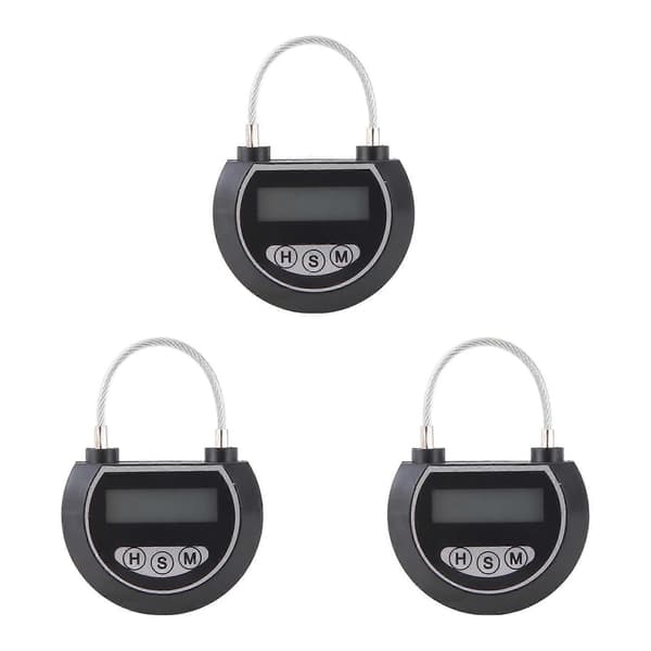 3X Elektronisk Tidslås Timer Lås Beholder Multifunktionel Tidslåsbeholder til Legetøj Sort Black