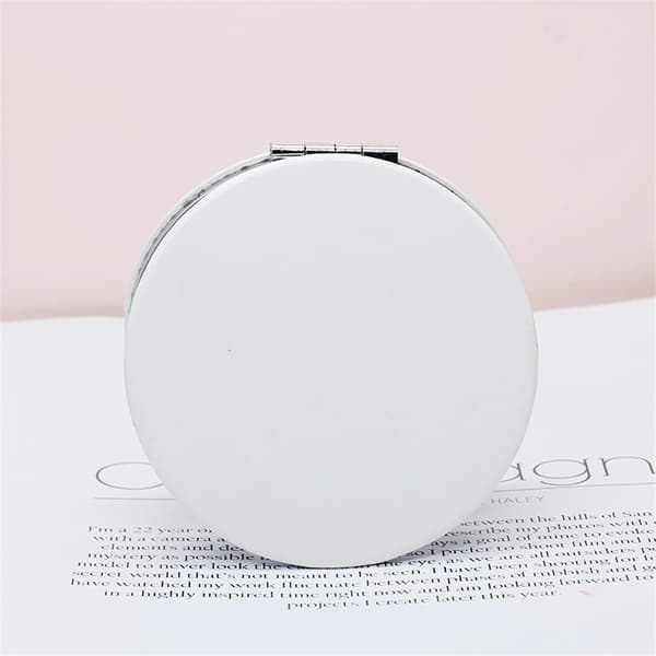 Makeup Mirror, 6.7 cm Round Folding Mirror, Professional Double-Sided Makeup Mirror (one side magnified, the other side normal) PU Surface Mirror