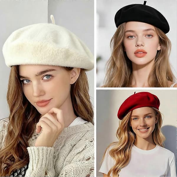 Mode Klassisk Vintage Fransk Stil Blød Uld Polyester Vinterhat Varm N1K4 Gray 1pcs
