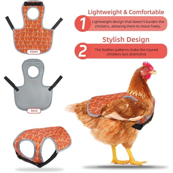 wxsp 1 pc - Chicken Protective Vest Chicken Saddle Poultry Protector - Orange-Red Waterproof