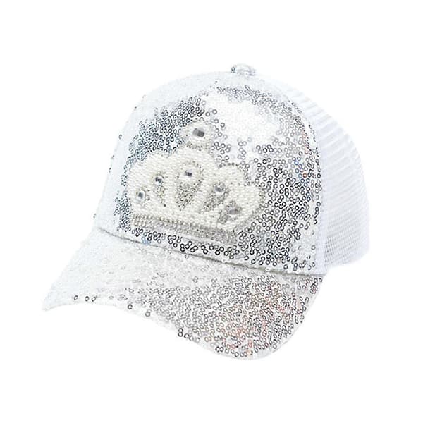 Glittrig krona baseballkeps för barn - Glittrande solhatt för nöjesparken White One size