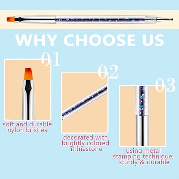 QD Nail Art Brushes Double-Sided Brush and Dotting Tool Kit Nail