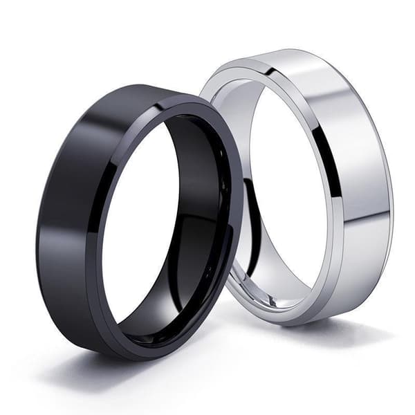 2 stk. Titanium Tilbehør Fasetterte Blank Ringer