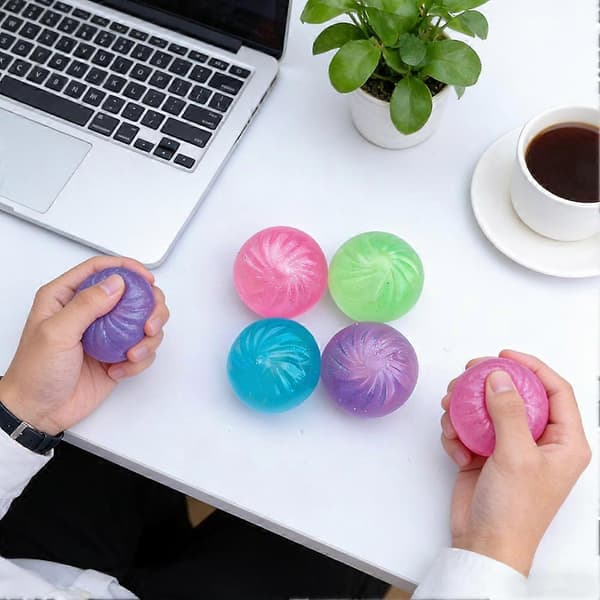 Glitter Klæbrig Ris Bolle Squishy Legetøj Gennemsigtig til Stresslindring Tilfældig Farve