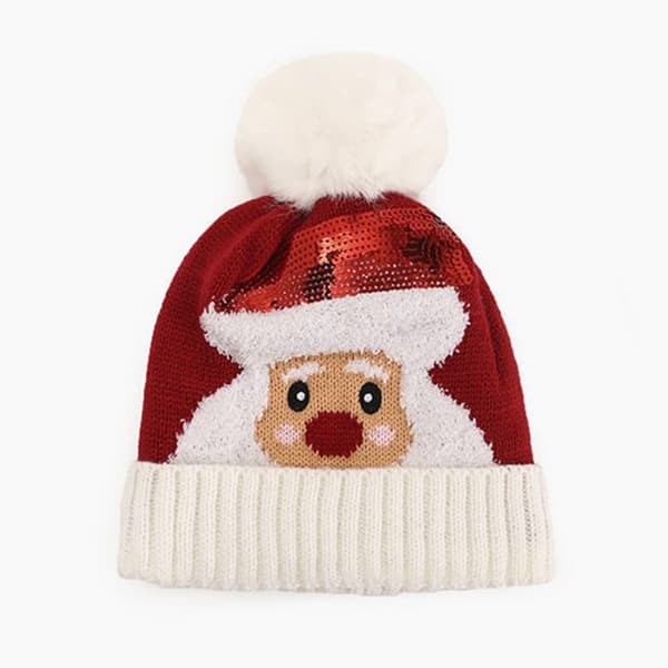 Julekollektion af vinterhuer med pom-pom.