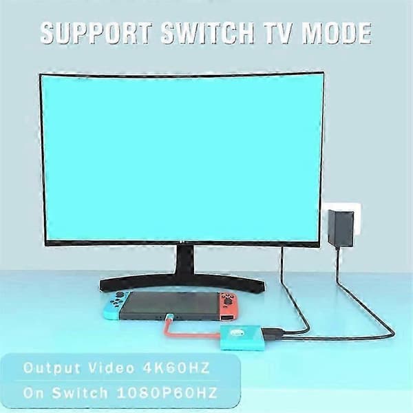3-i-1 bärbar Switch TV-dockningsadapter för /OLED/ Stödjer Switch TV-läge Blue