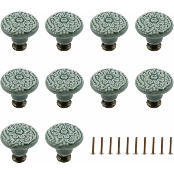 10-pack Decorative Ceramic Knobs (Green) Drawer (Green) Cabinet Dr