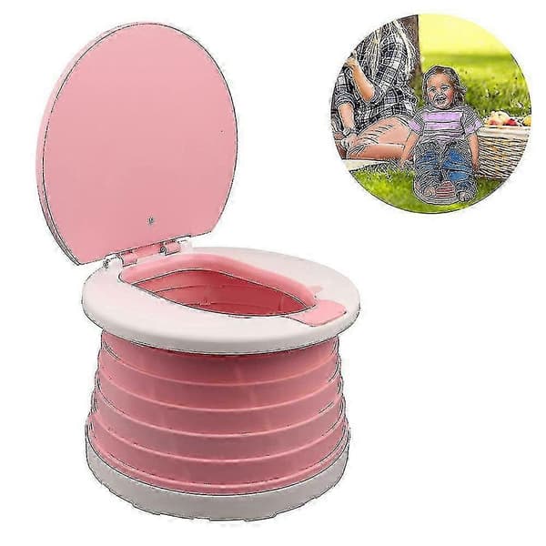Børnefoldetoilet Bærbart toiletsæde Drenge og piger foldbart Pink