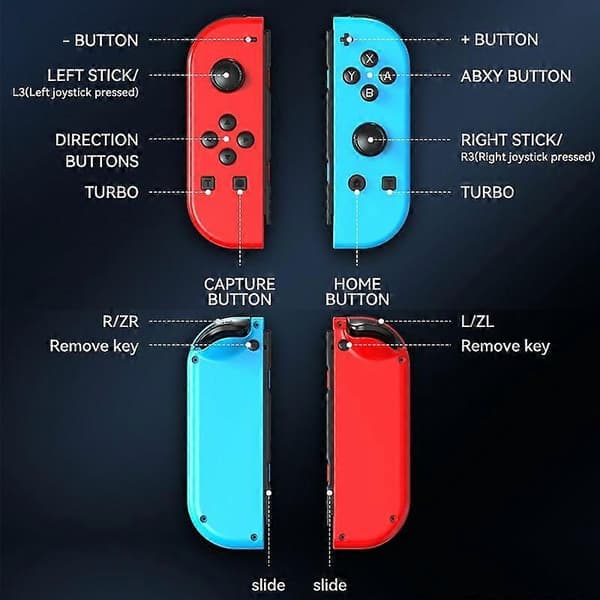 Gaming venstre og høyre håndtak for Switch / Switch OLED / Switch Pro / Switch Lite / Switch Joycon White