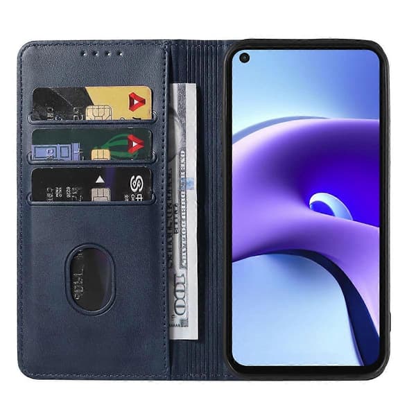 För Xiaomi Redmi Note 9T Magnetisk Stängning Läderfodral Blå
