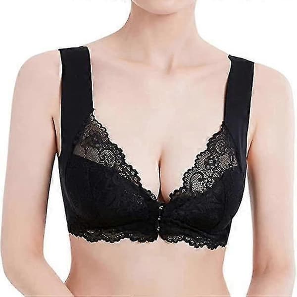 Dam Plus Size Frontknäppning Spets Hållningskorrigerande BH Bekväm Sömlös Full Coverage BH