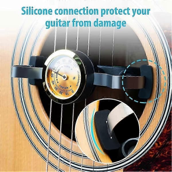 Akustisk gitar lydhull luftfukter 2 i 1 hygrometer fuktighetskrem fuktighetspleiesystem gitardel Black