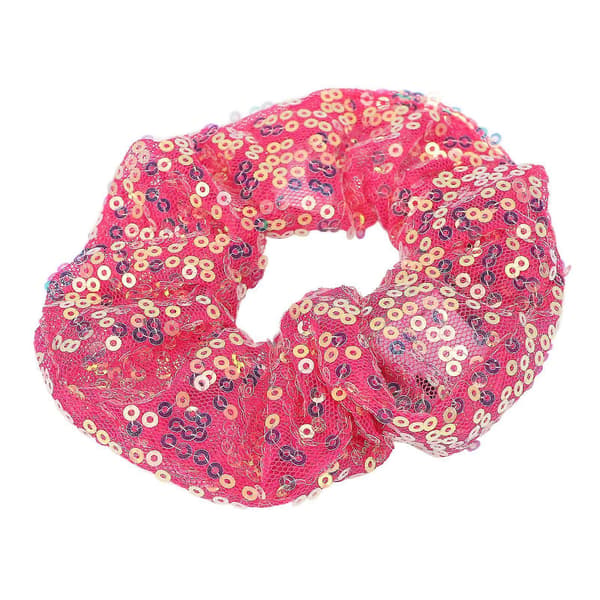 5 stk. LED-paillet-scrunchies med lysende glød, bærbare elastiske hårbånd til jul Deep Red