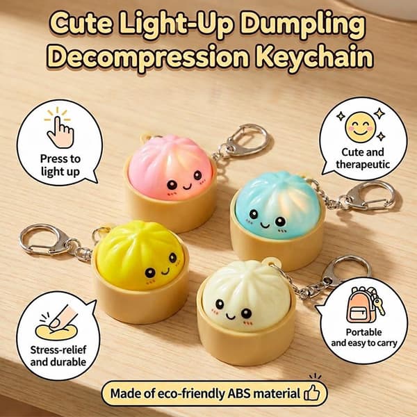 Bao Bun Dumpling Keychain Keyboard Fidget Clicker With LED Light A2