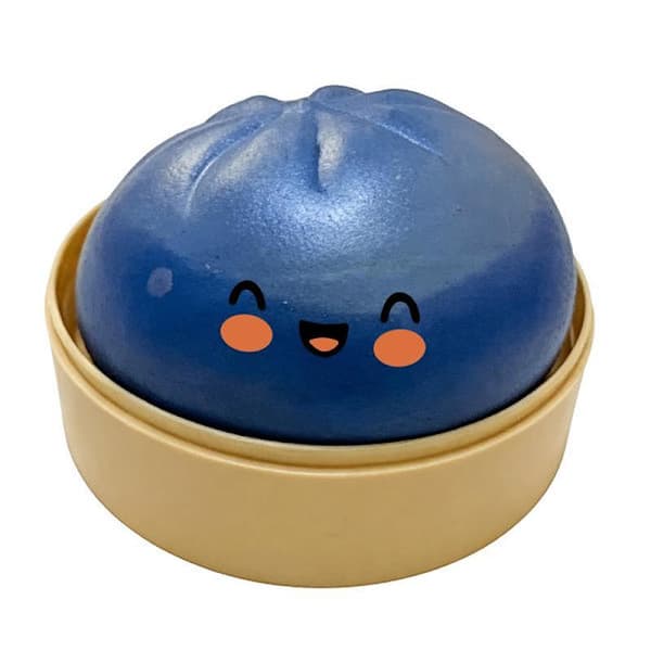 Dumpling Squishy, 10 cm Dumpling Stressbold, Blød Dej til Dekompression, Stresslindrende Bold Blød og Ikke-klæbrig - Transparent Blå 1 stk