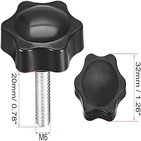 Clamping Handle Screw Knobs Handle Star Knob M6 x 20mm Male Thread 3pcs M6*20 *3