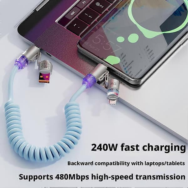 240W 4-i-1 Fjederdatakabel til Android og iPhone