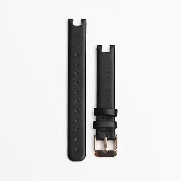 Til Garmin Lily 14MM Ægte Læder Urrem Smart Rustfrit Stål Bælte [DB] Black