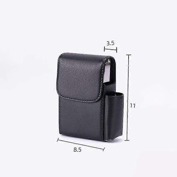 (sort) Cigaretetui i PU-læder, Flip Lighter-etui, visitkortetui sort