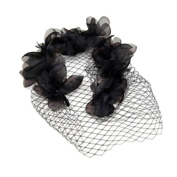 Elegant sort perle fascinator pandebånd til brudebryllupsfest Black