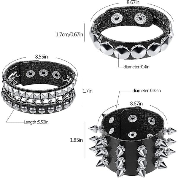 6 st Punk Nitarmlband Läder Nitarmlband Manschett