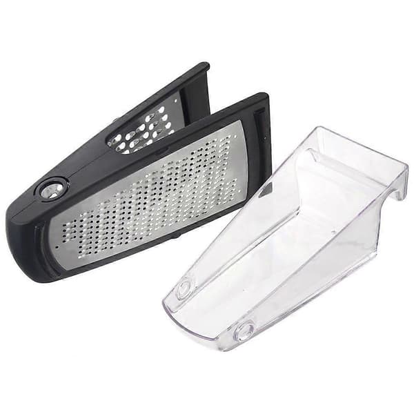 Practical kitchen grater with two blades and stainless steel container