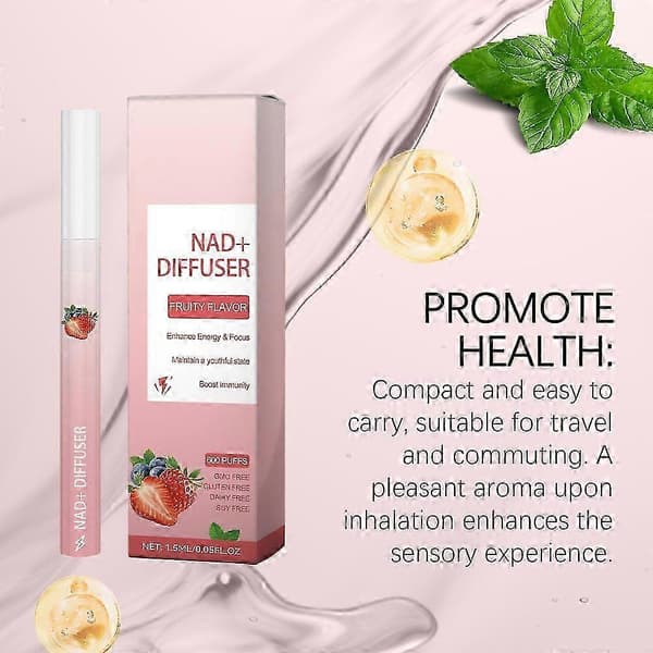 1-5X NAD Urte Diffuser Pen: Effektiv til Lungeudrensning, Forbedring af Vejrtrækning & Oral Luftforfriskning 4pcs