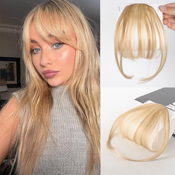 Ægte hår extensions, med pandehår, ét-stykke extensions, med bakkenbarter