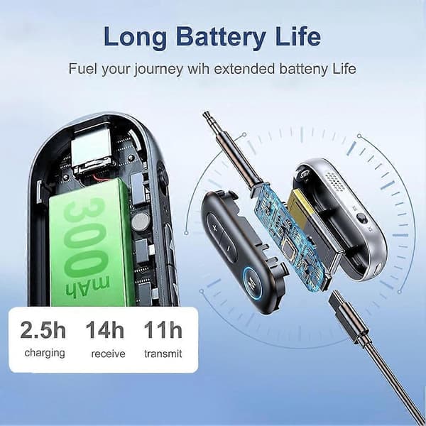 Bluetooth-lähetin-vastaanotin, Bluetooth 5.4 -sovitin, 2-in-1 langaton Bluetooth 3,5 mm Aux-äänilähetin-vastaanotin Black