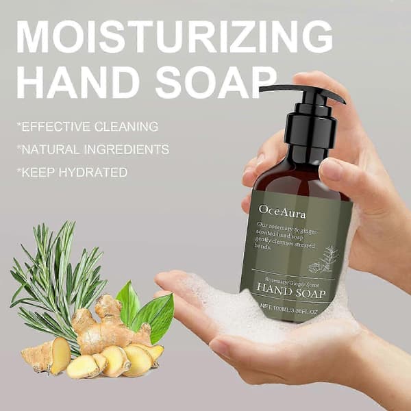 Exquisite Rosemary & Ginger Hand Soap, Moisturizing Liquid Hand Soap with Rosemary Ginger Scent