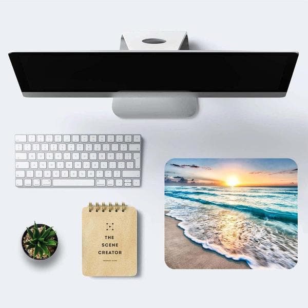 Beach Sunset Mouse Pad, Cute Mouse Pad, Custom Small Mouse Pads with Design, Portable Office Non-Slip Rubber Base Wireless Mouse Pad for Laptop S326
