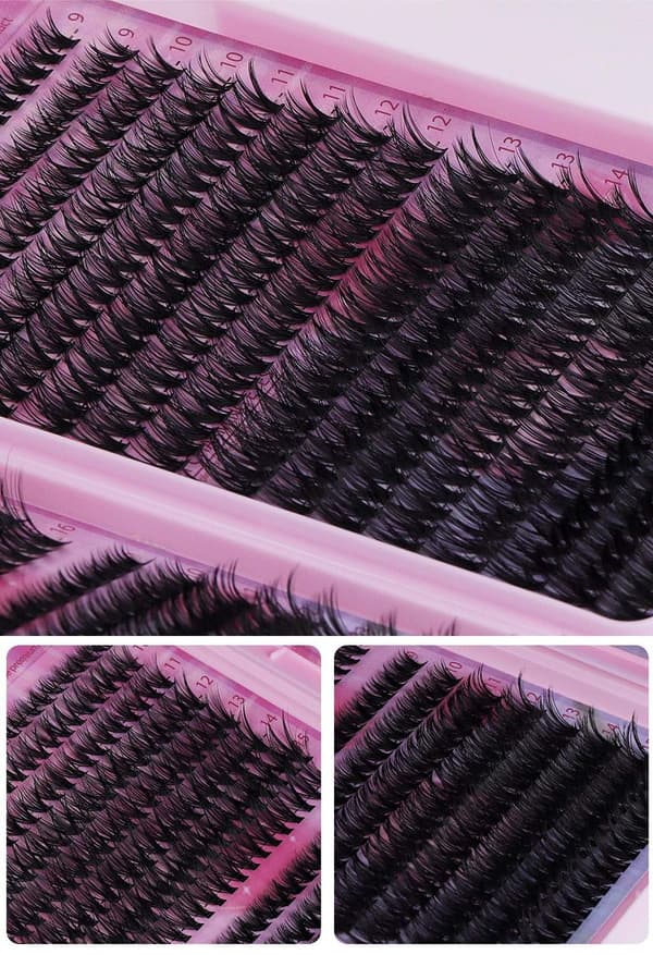 640 Pcs False Eyelashes Set (Including Storage Box) - Individual False Eyelashes - Thick False Eyelashes (Black) Black Svart black
