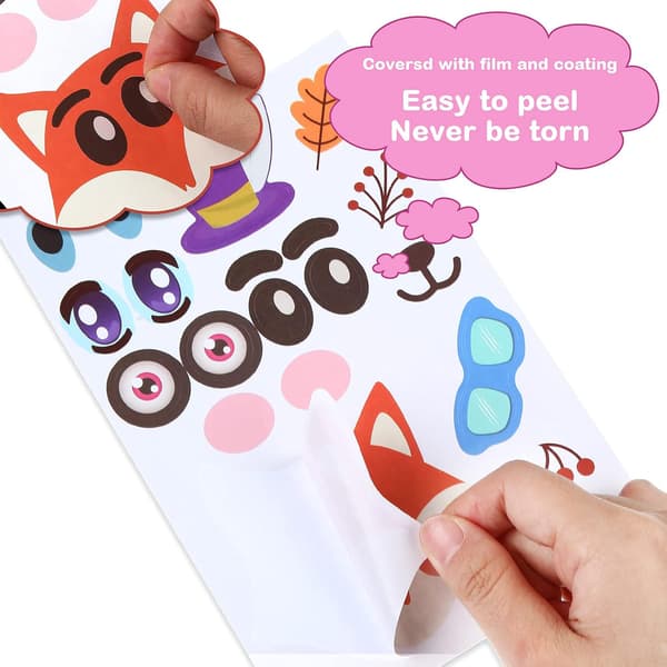 36 arkkia Tee-kasvot-tarroja lapsille, Tee eläimen kasvot -tarra
