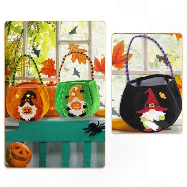 Halloween Barn Godisväskor Tecknad Pumpa Hink Bärbar Presentkorg Godispåse Festbyte Black