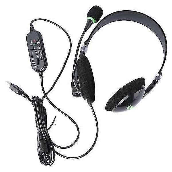 USB kablet headset støjreducerende øretelefon med mikrofon til kontorkundeservice til computer bærbar stationær (sort)