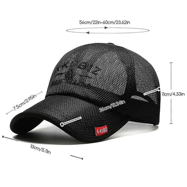 Pustende, hurtigtørkende baseballcaps i mesh for menn