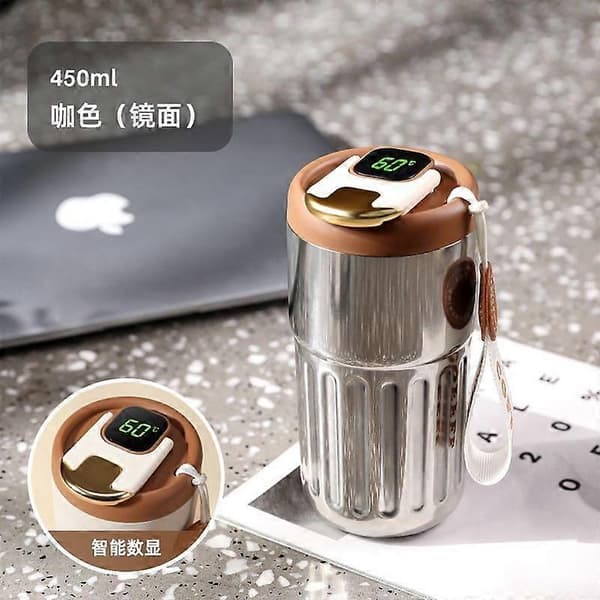 LED Temperaturdisplay Kaffemugg Rostfritt Stål silver
