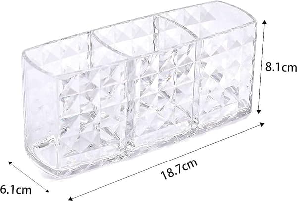 Makeup Brush Storage Transparent Acrylic 3 Compartment Brush Organizer Brush Storage Box
