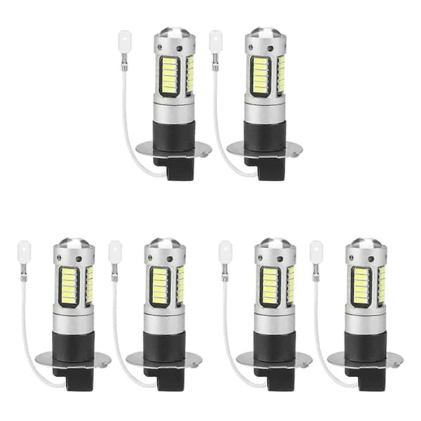 6 st H3 Super Bright LED Dimkörning DRL-lampor Kit 6000K Vit Vit