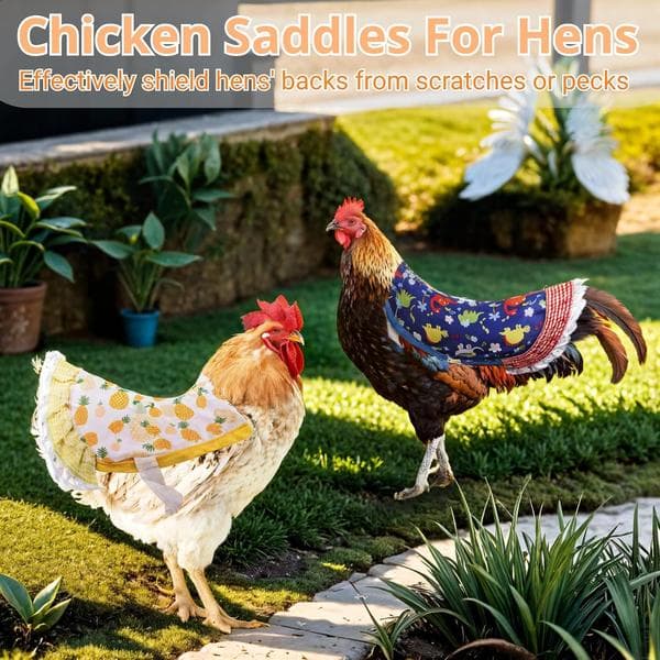 9 Chicken Saddles for Hens, Waterproof Chicken Aprons with Elastic Straps, Feather Protecting Jackets for Chickens, Poultry Protector, Wing Back