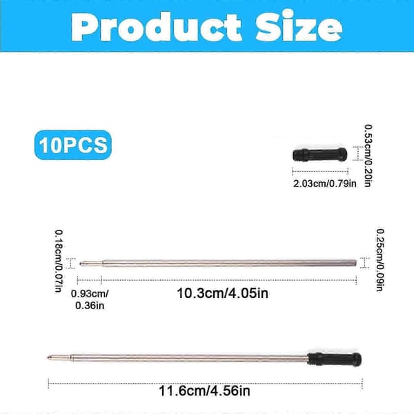 Blækpenne Refills Sorte Kuglepenne, 10-pak 11,6 cm Sorte Kuglepenne Refills, Kuglepen Sorte Blækpenne Refills, Medium Spids Pen Refills