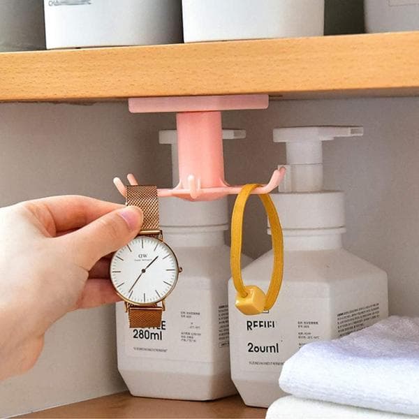 wxsp 2-pack Kitchen Utensil Hook Rack - 360° Rotatable Kitchen Utensil Hook Rack - Kitchen Utensil Hanging Organizer Bar - No Drilling Required -