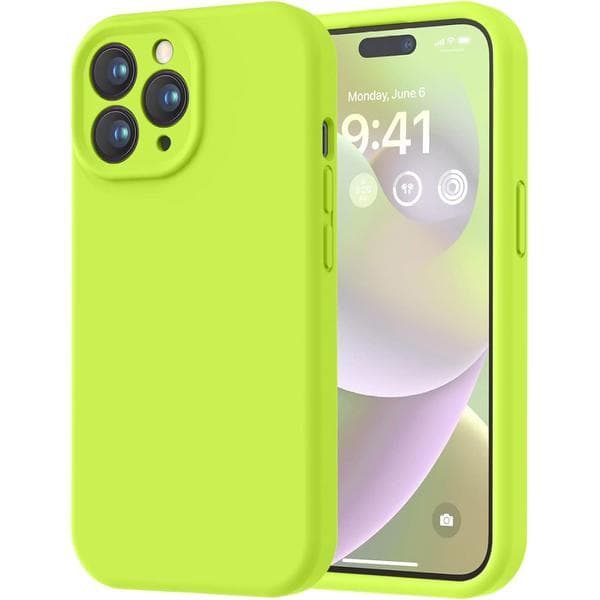 iPhone 14 Pro-deksel i premium silikon med mikrofiberfôr, støtsikkert - Grønt