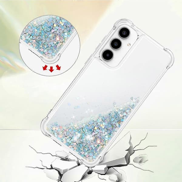 TPU Glitter Sandblåst Støtsikkert Mobilskall til Samsung Galaxy A56 5G Silver/Hearts