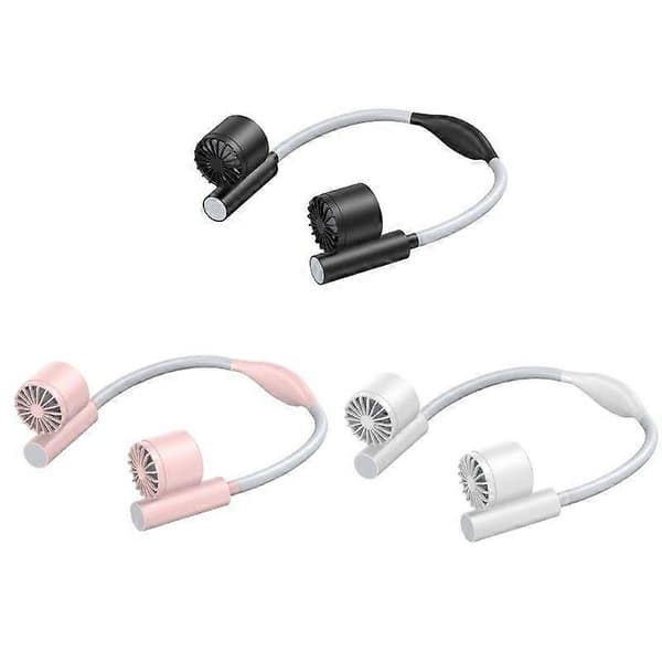 USB genopladelig halsventilator, håndfri dobbeltventilator mini luftkøler til udendørs sommer