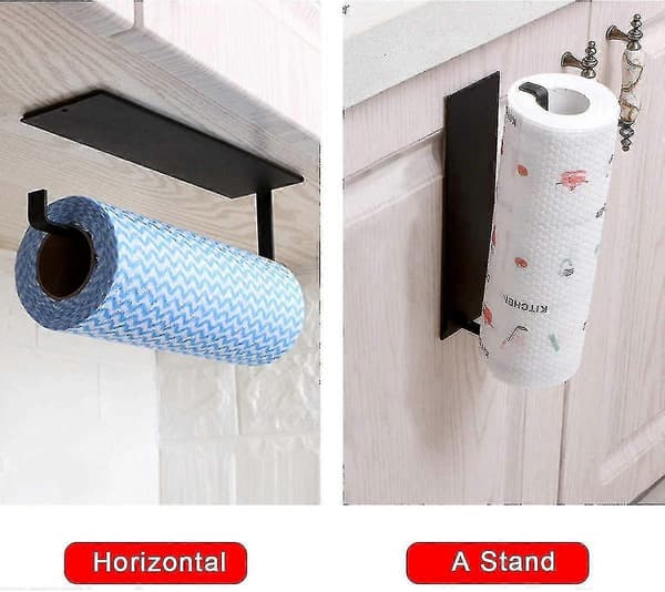 Selvklæbende rulleholder, papirholder uden boring, sort