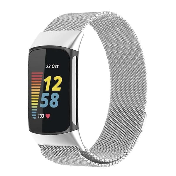 Milan magnetisk stål nätrem för Fitbit Charge 6 Silver