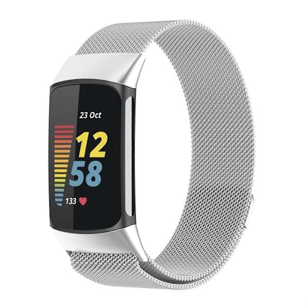 Milan Magnetisk Stålnetrem til Fitbit Charge 6 Silver