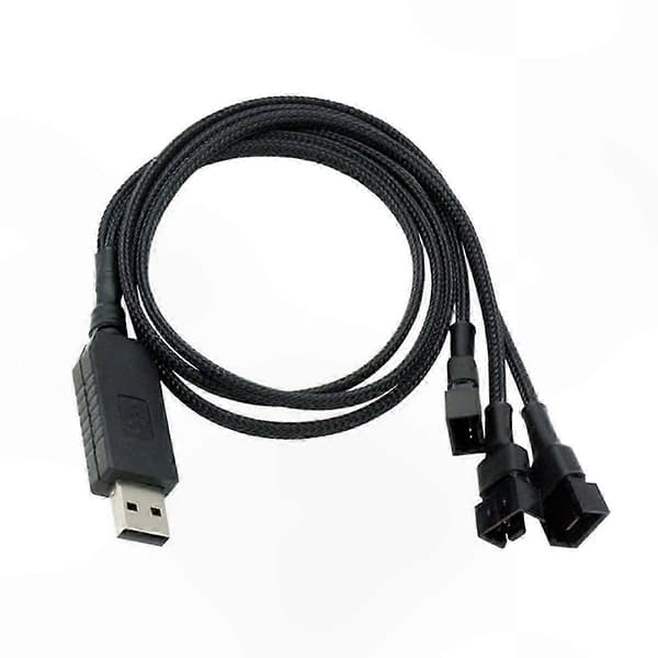 USB 12V til 3-pinners 4-pinners PC-vifteadapterkabel for kjølesystemer Black